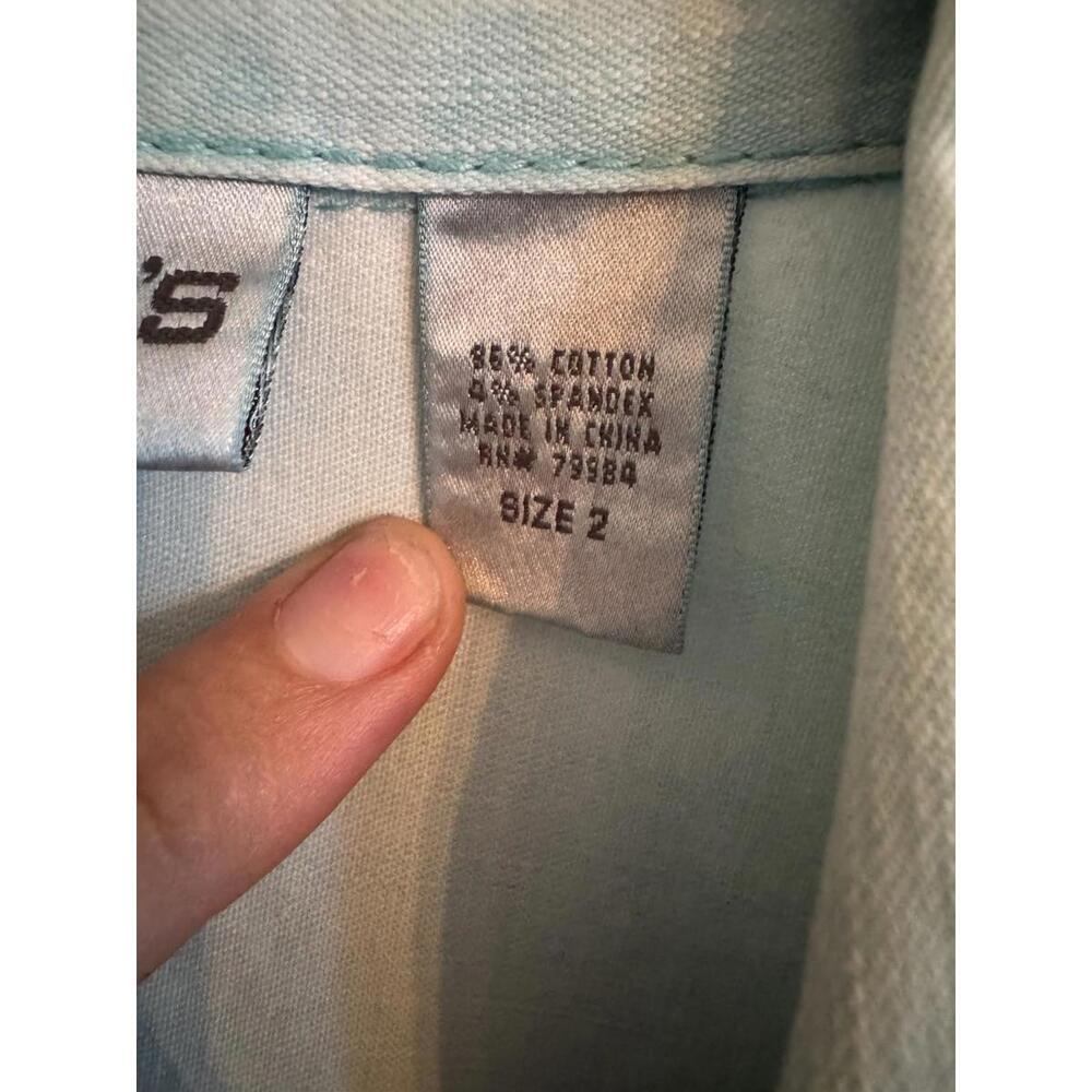 Chicos Basic Stretch Cotton Denim Jacket Teal Tur… - image 3